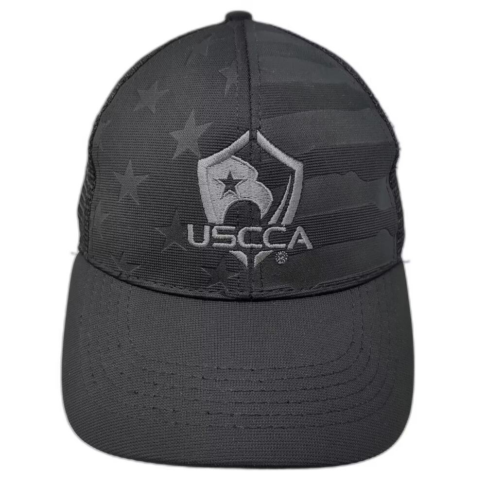 USCCA Trucker Hat Black Gray OS Adjustable Mesh Embroidered US Flag Pattern
